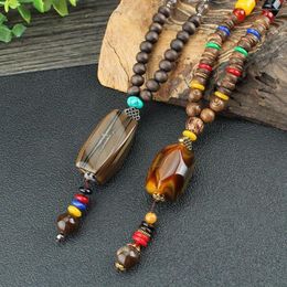 Pendant Necklaces Festival Party Lucky Gift Handmade Buddhist Mala Wood Bead Horn Fish Nepal Necklace