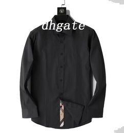 Designers Men's Dress Shirt Luxury Slim Silk T-shirt Long sleeve Casual business clothing plaid brand 17 color M-4XL BURR89 757526980