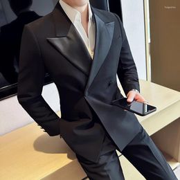Men's Suits High Quality Luxury Men Blazers Lapel Wedding Groom Dress Suit Jackets Casual Business Social Blazer Banquet Party Tuxedo 2023