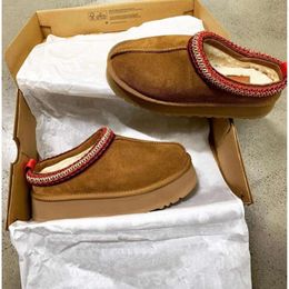 Tasman Slippers Chestnut Fur Slides Sheepskin Shearling Tazz New Mules Women Men Ultra Mini Platform Boot Slip-on Shoes Suede Upper Comfort Fall Wint66