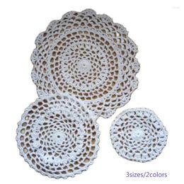 Table Mats Handmade Lace Cotton Place Mat Crochet Placemat Glass Pad Wedding Drink Tea Cup Mug Coffee Christmas Doily Kitchen