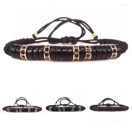 Strand Natural Men Bracelets Black Onxy Stone Bead & Micro Pave CZ Stopper Beads Braided Anil Arjandas Bracelet Jewelry Gift