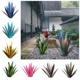 Metal Agave Plant Hand Painted Garden Yard Art Decoration Tequila Rustic Sculpture Statue Figurine Home Outdoor Ornament Decorativ204j