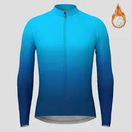 Racing Jackets Minimal Gradient Men Winter Thermal Fleece Cycling Jersey Long Sleeve Bicycle MTB Coat Road Bike Sports Clothing