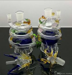 Smoking Pipe Mini Hookah glass bongs Colorful Metal Shape Colorful multi spiral coiled dragon glass hookah kettle