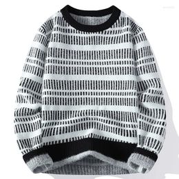 Men's Sweaters 2023 Autumn Winter Fashion Striped Sweater Men Knitwear Long Sleeve Slim Fit Soft Warm Pullovers High Quality