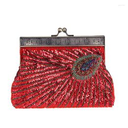 Evening Bags Luxury Sequin Women Bag 2023 Vintage Beaded Embroidered Shoulder Fashion Clutch