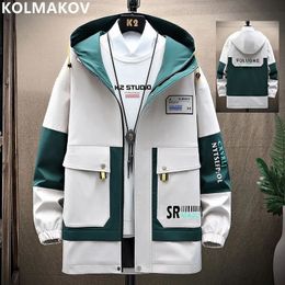 Mens Jackets Spring and Autumn Fashion Casual Trend Hooded Jacket First Loose Waterproof HighQuality 4XL 231110