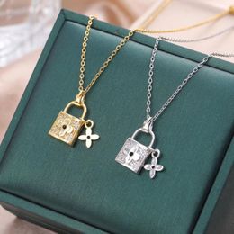 Pendant Necklaces European And American Fashion Temperament Titanium Steel Necklace Female Niche Design Lock Head Jewelry