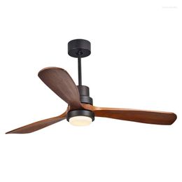 Pendant Lamps Modern Minimalism 3 Blade Wood Ceiling Led Lights Cooling Fan With Remote Control Adjust The Wind Speed