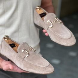 Dress Shoes Men Loafers Solid Colour Faux Suede Square Toe Low Heel Metal Buckle Fashion Business Casual Wedding Daily Dress Shoes 230412