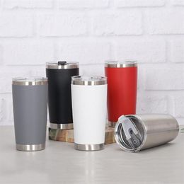 Mugs 20oz Double Wall Ice Beer Thermal Cup Stainless Steel Vacuum Insulated Tumbler Coffee Travel Mug With Lid256V