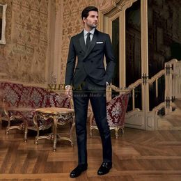 Men's Suits & Blazers Two Pieces Black Suit Double Breasted Celebrity Men Slim Wedding Tuxedo Formal Business Party/Evening Blazer SetMen's