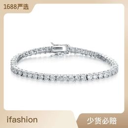 S925 Sterling Electroplated Zircon High Quality Tennis Bracelet Heavy Industry Personalised Fashion Hip Hop Silver Jewellery Trend