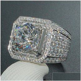 With Side Stones Fashion Mens Ring Jewelry High Quality Engagement Rings For Womens Simated Diamond Sier Drop Deliver Dhgarden Otdne