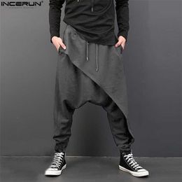 INCERUN Vintage Men Loose Drop Crotch Drape Pants Dance Baggy Trousers Men Drawstring Harem Pants Men Pantalon Hombre Plus Size 20213S