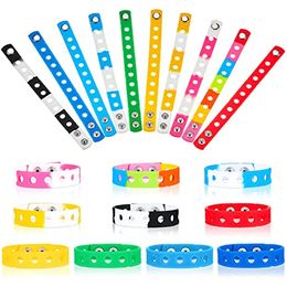 20 Pieces Silicone Charm Bracelet in 8.3 Inch Adjustable Kids Silicone Bracelets Colourful Wristband Bracelet for Kids Party Present (No Charms Included)