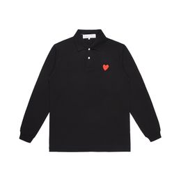 Men's Causal Shirts CDG Cotton Breathable Women Clothings COMMES DES Pullover Long Sleeve Black shirt Embroidery Heart Turn-down Collar Couple Double Button Clothes