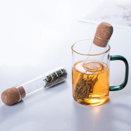 Storage Bottles Glass Tubes With Corks Clear Tea Infuser Tube For Loose Heat Resistant Set Cups Mugs Mini Philtre