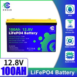 12V 100Ah LiFePO4 Battery IP65 Protection Deep Cycles Battery with Built-in BMS Perfect for Scooters Power Tools Marine Boat