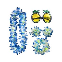 Bandanas Eye Glasses Pineapple Eyeglasses Hawaii Bracelet Funny Party Hawaiian Garland Headdress Necklace