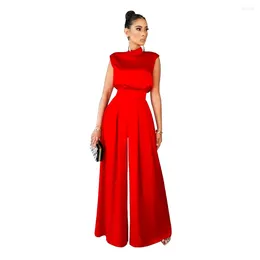 Ethnic Clothing African Wedding Party Jumpsuit For Women Autumn Sleeveless Polyester Black Red Dashiki Clothes No Belt