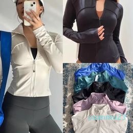 Women Ribber Zipper Jackets Yoga Wear Long Sleeve Jacket Sports Top Casual Outfit Colors