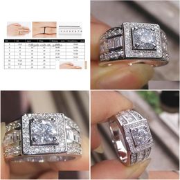 With Side Stones Mens Rings Fashion Sier Gemstone Engagement Ring For Women Simated Diamond Jewelry Drop Delivery Dhgarden Otfox