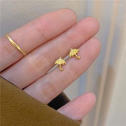 Stud Earrings 1pair Golden Korean Minimalist Stainless Steel Umbrella For Women Fashion Jewellery Studs Gift Body Piercing