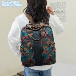 wholesale ladies shoulder bags 4 Colours classic elegant retro printed backpack light high density Oxford fabric fashion handbag college style student bag 71006#