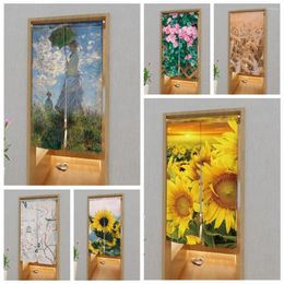 Curtain Pastoral Sunflower Flower Bedroom Shower Partition Kitchen Cafe Door Office Geomantic Half Panel Doorway
