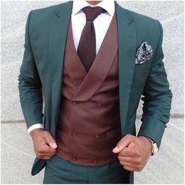 Men's Suits Customize Groom Tuxedos Dark Green Men's Suit Jacket Blazers Halloween Costume Elegant For Luxury Man Suit's Wedding 182