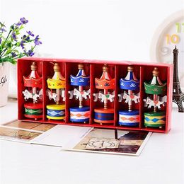 6pcs Set Good Merry Christmas Wood Carousel Horse Ornaments Beautiful Wooden Xmas Children Gift Toys New Year Christmas Gifts 2011277f