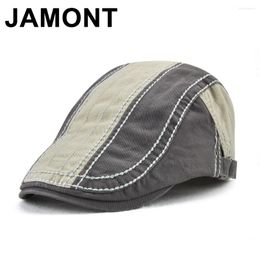 Sboy Hats Jamont Retro Beret Cap For Men Casual Visor Ivy Peaked Gorras Planas Flat Caps Mens Soft Cotton Patchwork Boina