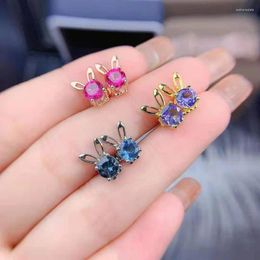 Stud Earrings Natural Topaz/Tanzanite S925 Pure Silver Lovely Fine Fashion Weddings Jewelry For Women MeibaPJFS