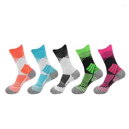 Men's Socks Unisex Colorful Jacquard Cotton Towel Bottom Women's Mid-Thigh Basketball Training Non-Slip Men's Sports