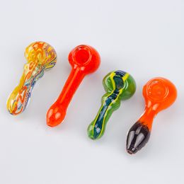 Chinafairprice Y264/Y267 Heady Colour Smoking Pipe About 4.6/4.1 Inches Tobacco Spoon Bowl Dab Rig Glass Pipes 4 Models