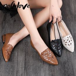 Dress Shoes Pofulove Mid Heel Women s Wedding PU Leather Hollow Out Black Square Formal Office Lady Spring Fall Zapatos 230412