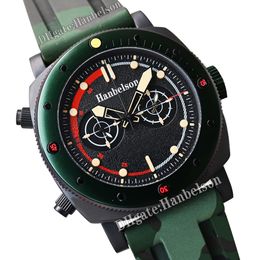 Men Watch Automatic Movement Black face Heavy Camo Green Rubber Strap 47MM Wristwatch