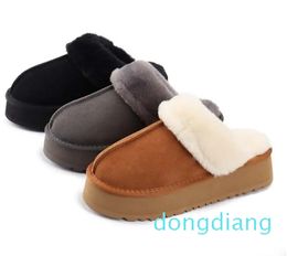 Fur Slides Sheepskin Shearling Classic Ultra Mini Platform Boot Winter Mules Women Men Slip-on Shoes