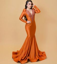 2023 Nov Aso Ebi Arabic Orange Mermaid Mother Of The Bride Dresses Lace Beaded Evening Prom Formal Party Birthday Celebrity Mother Of Groom Gowns Dress ZJT004