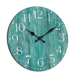 Wall Clocks Clock - Teal Green Battery Operated Silent Non-Ticking Turquoise Decorative For Patio Office