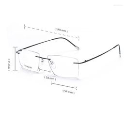 Sunglasses Cubojue Titanium Rimless Reading Glasses Men Eyeglasses Frame Male Prescription Spectacles Optical Diopter Frameless Ultralight