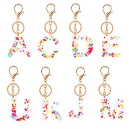 Key Rings 26 Initials Letters Keychains Acrylic Sequins Key Chain Rings Cute Car Bag Alphabet Pendant Keyrings Holder Charm Bag Gifts AA230411