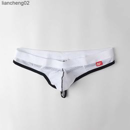 Underpants Men Breathable Mesh Briefs Transparent Underpants Comfortable Panties Bulge Pouch G-String T-back Thongs Sport Panites Underwear W0412