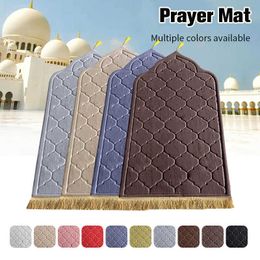 Carpet Muslim Ramadan Prayer Mat Flannel Embossing Shaped Worship Kneel Floor Carpets Nonslip Multicolor Prayer Rug Tapetes De Sala Z0411