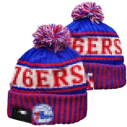 Men's Caps 76ers Beanies Philadelphia Beanie Hats All 32 Teams Knitted Cuffed Pom Striped Sideline Wool Warm USA College Sport Knit hat Hockey Cap For Women's a5