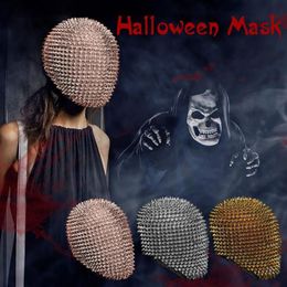 Party Hats Halloween Cosplay Full-head Hat Studded Spikes Full Face Mask Jewel Margiela Cover For Funny Toys1676