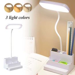 Desk Lamps USB Rechargeable Led Table Lamp Stepless Dimmable Touch Bedroom Bedside Reading Light Learning Office Eye Protection Desk Lamp P230412