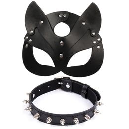 Adult Toys Erotic Women Sexy Mask Half Face Cosplay Leather Sex Halloween Party Masquerade Ball Fancy s Punk Collar BDSM 230411